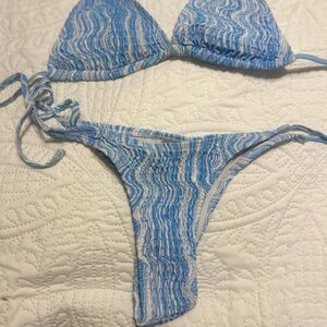 Blue and White Women's Bikini Set